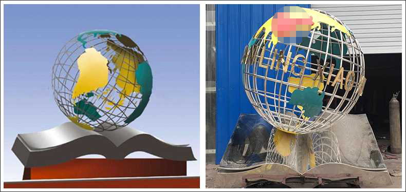 不銹鋼地球，景觀地球雕塑，學(xué)校地球儀擺件