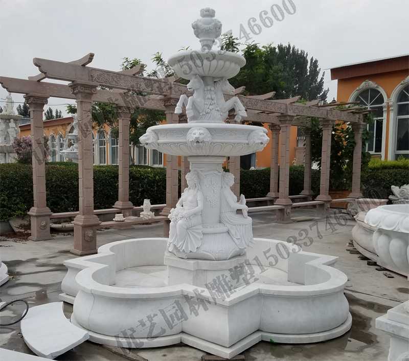 大理石噴泉，歐式人物動(dòng)物噴泉，室外景觀噴泉定制