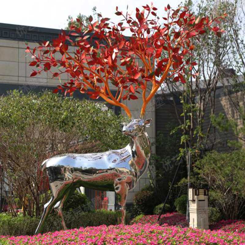 不銹鋼鹿，不銹鋼雕塑，不銹鋼鹿定制