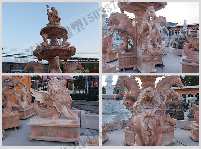大理石景觀噴泉，石雕噴泉廠家，歐式人物動物噴泉